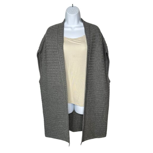 Chicos Women’s L Metallic Knit Long Open Sweater Vest - Picture 1 of 7